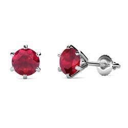 Kenna Ruby Martini Solitaire Stud Earrings Ruby Six Prong Martini Solitaire Stud Earrings ctw K White Gold