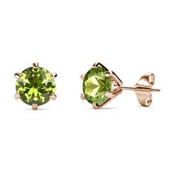 Kenna Peridot Martini Solitaire Stud Earrings Peridot Six Prong Martini Solitaire Stud Earrings ctw K Rose Gold