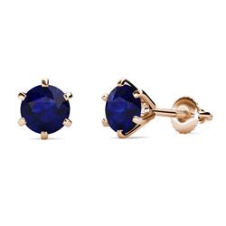 Kenna Blue Sapphire Martini Solitaire Stud Earrings Blue Sapphire Six Prong Martini Solitaire Stud Earrings ctw K Rose Gold