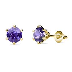 Kenna Iolite Martini Solitaire Stud Earrings Iolite Six Prong Martini Solitaire Stud Earrings ctw K Yellow Gold
