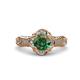 3 - Maura Signature Diamond and Lab Created Alexandrite Floral Halo Engagement Ring 