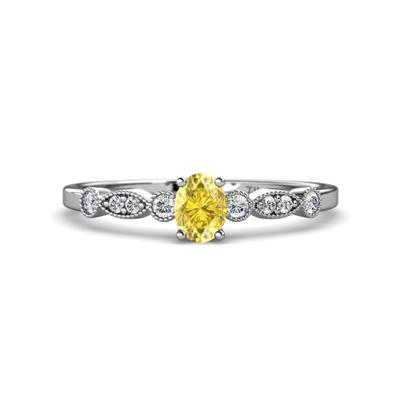 Kiara ctw Yellow Sapphire Oval Shape x Solitaire Plus accented Natural Diamond Engagement Ring