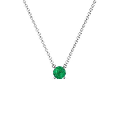 Juliana Round Emerald Solitaire Pendant Necklace