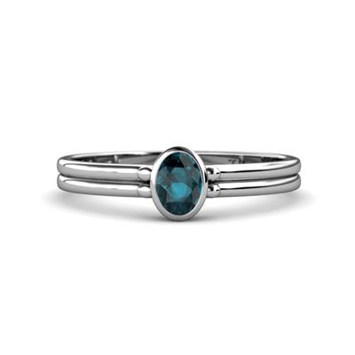 Diana Desire Oval Cut London Blue Topaz Solitaire Engagement Ring