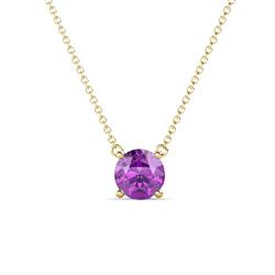Juliana Round Amethyst Solitaire Pendant Necklace ct Round Amethyst Womens Solitaire Pendant Necklace K Yellow GoldIncluded Inches K Yellow Gold Chain