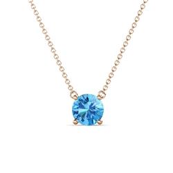 Juliana Round Blue Topaz Solitaire Pendant Necklace ct Round Blue Topaz Womens Solitaire Pendant Necklace K Rose GoldIncluded Inches K Rose Gold Chain