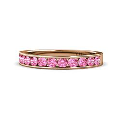 Kathiryn Pink Sapphire Stone Wedding Band Pink Sapphire Stone Channel Set Womens Wedding Band Stackable ctw K Rose Gold