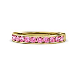 Kathiryn Pink Sapphire Stone Wedding Band Pink Sapphire Stone Channel Set Womens Wedding Band Stackable ctw K Yellow Gold