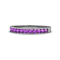 Kathiryn Amethyst Stone Wedding Band Amethyst Stone Channel Set Womens Wedding Band Stackable ctw K White Gold