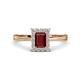 1 - Margaret Rainbow Emerald Cut Red Garnet and Round Diamond Tapered Ridged Shank Halo Engagement Ring 