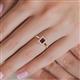 5 - Margaret Rainbow Emerald Cut Red Garnet and Round Diamond Tapered Ridged Shank Halo Engagement Ring 