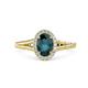 1 - Deborah Desire Oval Cut London Blue Topaz and Round Diamond Twist Rope Split Shank Halo Engagement Ring 