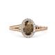 1 - Deborah Desire Oval Cut Smoky Quartz and Round Diamond Twist Rope Split Shank Halo Engagement Ring 