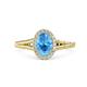 1 - Deborah Desire Oval Cut Blue Topaz and Round Diamond Twist Rope Split Shank Halo Engagement Ring 