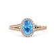 1 - Deborah Desire Oval Cut Blue Topaz and Round Diamond Twist Rope Split Shank Halo Engagement Ring 