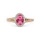 1 - Deborah Desire Oval Cut Pink Tourmaline and Round Diamond Twist Rope Split Shank Halo Engagement Ring 