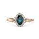 1 - Deborah Desire Oval Cut London Blue Topaz and Round Diamond Twist Rope Split Shank Halo Engagement Ring 