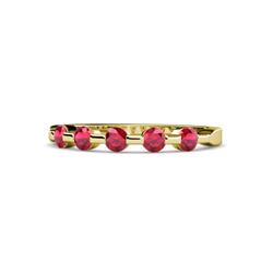 Keva Ruby Stone Wedding Band Round Ruby ctw Stone Bar Set Womens Wedding Band Stackable K Yellow Gold