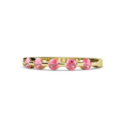 Keva Pink Tourmaline Stone Wedding Band Round Pink Tourmaline ctw Stone Bar Set Womens Wedding Band Stackable K Yellow Gold