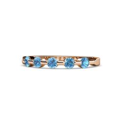 Keva Blue Topaz Stone Wedding Band Round Blue Topaz ctw Stone Bar Set Womens Wedding Band Stackable K Rose Gold