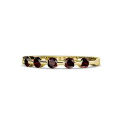Keva Red Garnet Stone Wedding Band Round Red Garnet ctw Stone Bar Set Womens Wedding Band Stackable K Yellow Gold