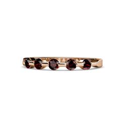 Keva Red Garnet Stone Wedding Band Round Red Garnet ctw Stone Bar Set Womens Wedding Band Stackable K Rose Gold