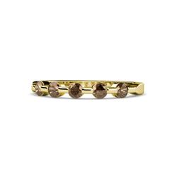 Keva Smoky Quartz Stone Wedding Band Round Smoky Quartz ctw Stone Bar Set Womens Wedding Band Stackable K Yellow Gold