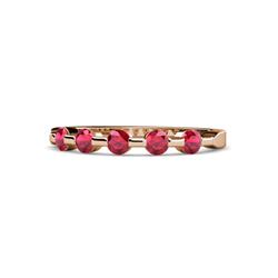 Keva Ruby Stone Wedding Band Round Ruby ctw Stone Bar Set Womens Wedding Band Stackable K Rose Gold