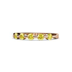 Keva Yellow Sapphire Stone Wedding Band Round Yellow Sapphire ctw Stone Bar Set Womens Wedding Band Stackable K Rose Gold