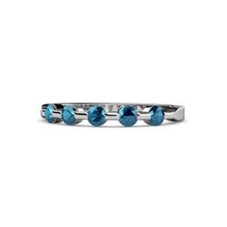 Keva Blue Diamond Stone Wedding Band Round Blue Diamond ctw Stone Bar Set Womens Wedding Band Stackable K White Gold