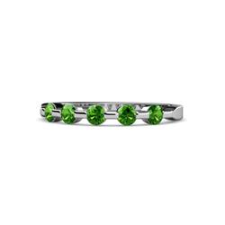 Keva Green Garnet Stone Wedding Band Round Green Garnet ctw Stone Bar Set Womens Wedding Band Stackable Platinum