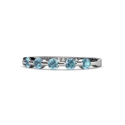 Keva Aquamarine Stone Wedding Band Round Aquamarine ctw Stone Bar Set Womens Wedding Band Stackable Platinum
