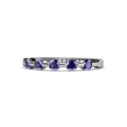 Keva Iolite Stone Wedding Band Round Iolite ctw Stone Bar Set Womens Wedding Band Stackable Platinum