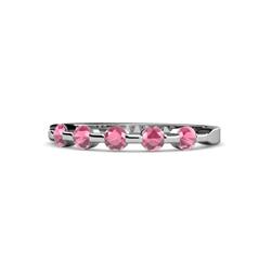 Keva Rhodolite Garnet Stone Wedding Band Round Rhodolite Garnet ctw Stone Bar Set Womens Wedding Band Stackable Platinum