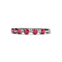 Keva Ruby Stone Wedding Band Round Ruby ctw Stone Bar Set Womens Wedding Band Stackable Platinum