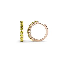 Raya Round Yellow Diamond Hoop Earrings Round Yellow Diamond ctw Womens Hoop Earrings K Rose Gold