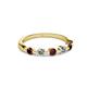 2 - Keva 2.60 mm Red Garnet and Diamond 5 Stone Wedding Band 