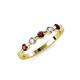 3 - Keva 2.60 mm Red Garnet and Diamond 5 Stone Wedding Band 