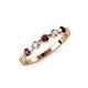 3 - Keva 2.60 mm Red Garnet and Diamond 5 Stone Wedding Band 