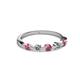 2 - Keva 2.60 mm Rhodolite Garnet and Diamond 5 Stone Wedding Band 