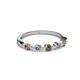 2 - Keva 2.60 mm Smoky Quartz and Diamond 5 Stone Wedding Band 