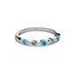 2 - Keva 2.60 mm Blue Topaz and Lab Grown Diamond 5 Stone Wedding Band 