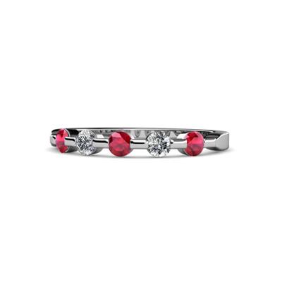 Keva Ruby and Diamond Stone Wedding Band