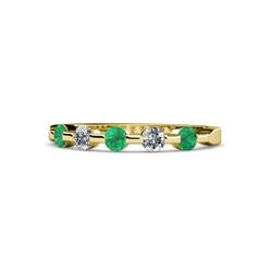 Keva Emerald and Diamond Stone Wedding Band Round Emerald and Diamond ctw Stone Bar Set Womens Wedding Band Stackable K Yellow Gold