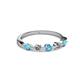 2 - Keva 2.60 mm London Blue Topaz and Lab Grown Diamond 5 Stone Wedding Band 