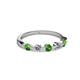 2 - Keva 2.60 mm Green Garnet and Diamond 5 Stone Wedding Band 