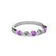 2 - Keva 2.60 mm Amethyst and Diamond 5 Stone Wedding Band 