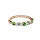 2 - Keva 3.00 mm Green Garnet and Diamond 5 Stone Wedding Band 