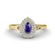 1 - Kristen Rainbow Pear Cut Iolite and Round Diamond Halo Engagement Ring 