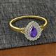 2 - Kristen Rainbow Pear Cut Iolite and Round Diamond Halo Engagement Ring 